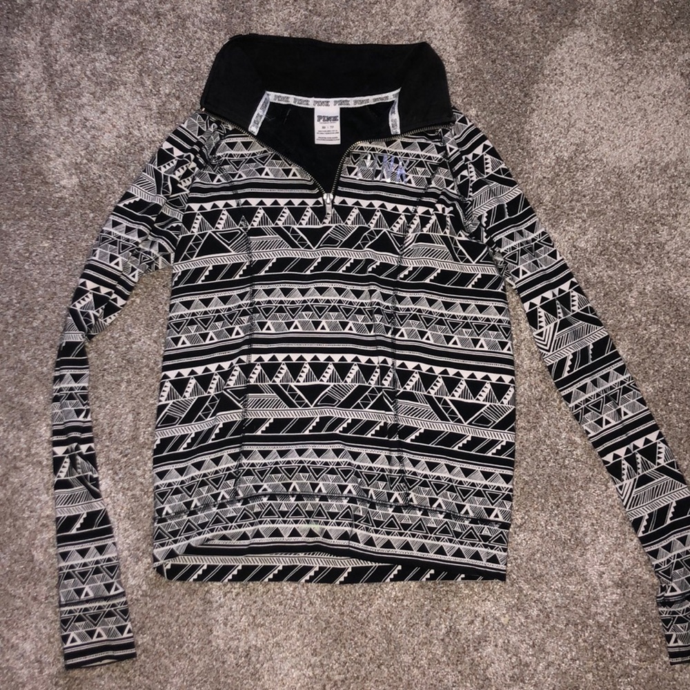 Black and white patterned PINK half zip